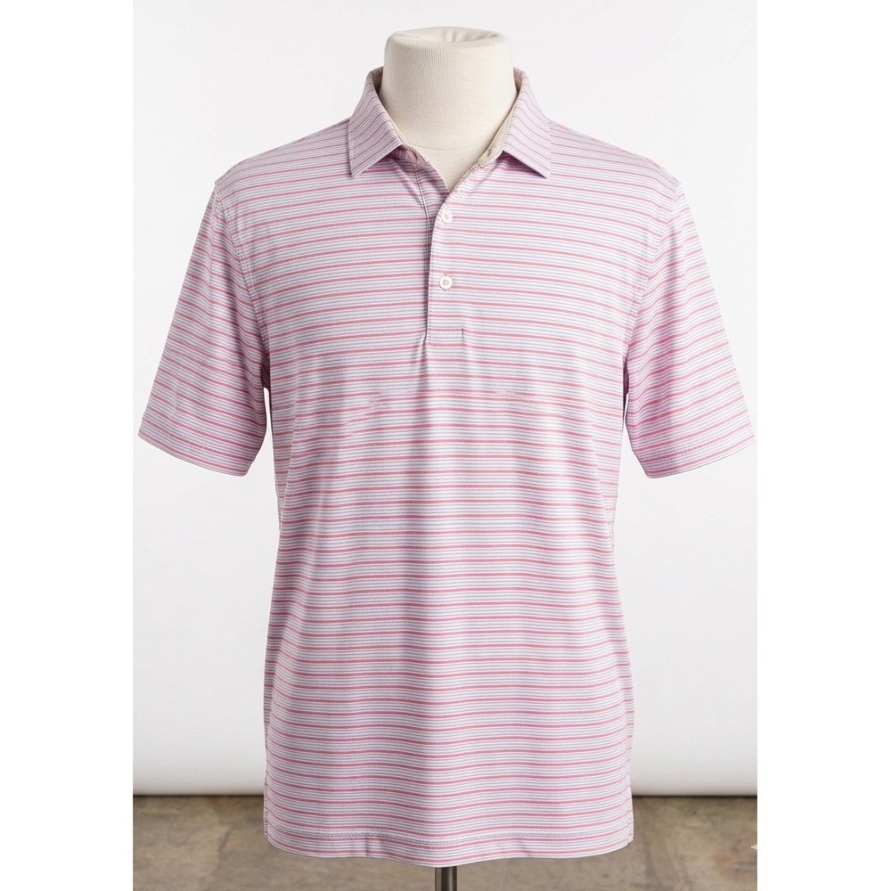 Johnnie-O Top Shelf Men's XL Polo Shirt Striped UPF 50‎ Performance Golf